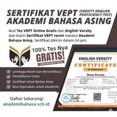 Sertifikat Vept Versity English Proficiency Test