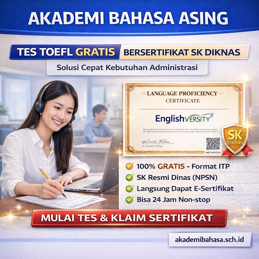 es gratis dengan sertifikat resmi png – Akademi Bahasa Asing Tes TOEFL Gratis Dengan Sertifikat Resmi