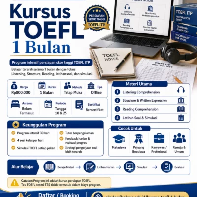 Kursus TOEFL 1 Bulan