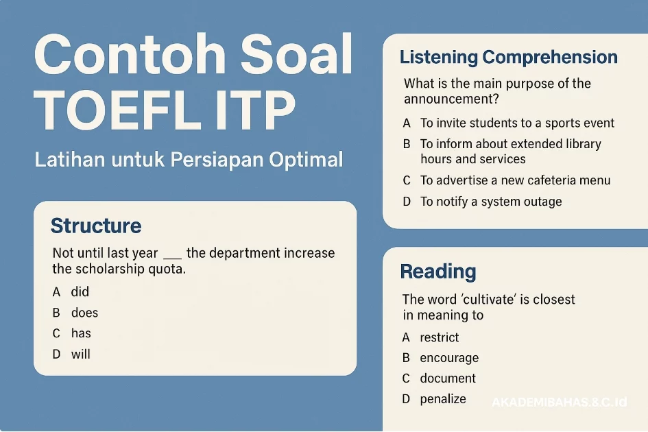 contoh soal toefl itp terbaru denggan latihan terstruktur untuk persiapan optimal – Akademi Bahasa Asing Contoh Soal Toefl Itp Terbaru Denggan Latihan Terstruktur Untuk Persiapan Optimal
