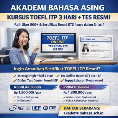 Kursus TOEFL ITP 3 Hari Di Indonesia