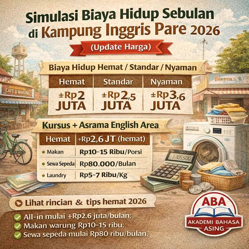 simulasi biaya hidup di pare 2026 – Akademi Bahasa Asing Simulasi Biaya Hidup Di Pare 2026