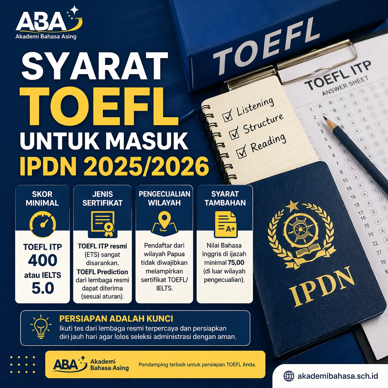 syarat toefl untuk masuk ipdn – Akademi Bahasa Asing Syarat TOEFL Untuk Masuk IPDN