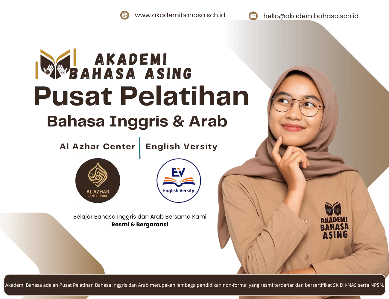 Pusat Pelatihan Bahasa Inggris dan Arab Resmi dan terakreditasi kemendikbudristek