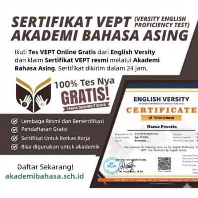Sertifikat Vept Versity English Proficiency Test
