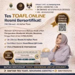 Sertifikat Tes TOAFL Bahasa Arab Resmi  SK Diknas  Untuk Akademik Dan Karir