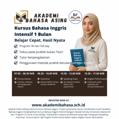 Kursus Bahasa Inggris Intensif 1 Bulan – Akademi Bahasa Inggris