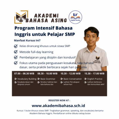 Program Intensif Bahasa Inggris 1 Bulan untuk Pelajar SMP – Akademi Bahasa Inggris
