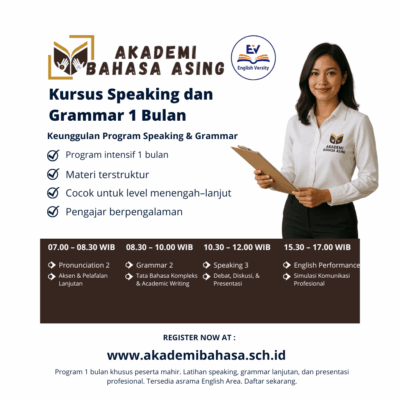 Program Kursus Speaking dan Grammar 1 Bulan di Akademi Bahasa Inggris
