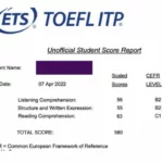 Contoh Unofficial Student Score Report Toefl Itp