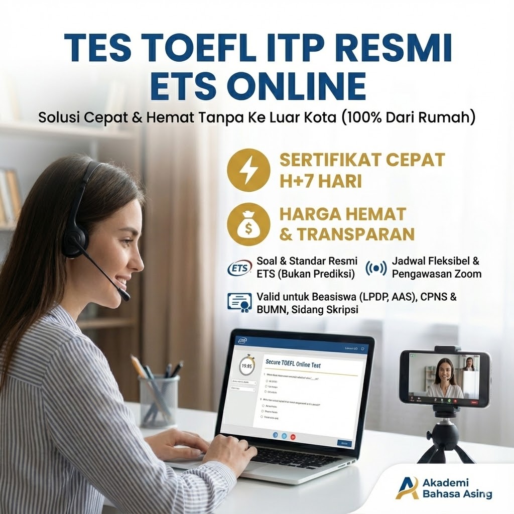 Tes Toefl Itp Online Resmi Ets Sertifikat Cepat H7 Hari Harga Hemat Tanpa Ke Luar Kota